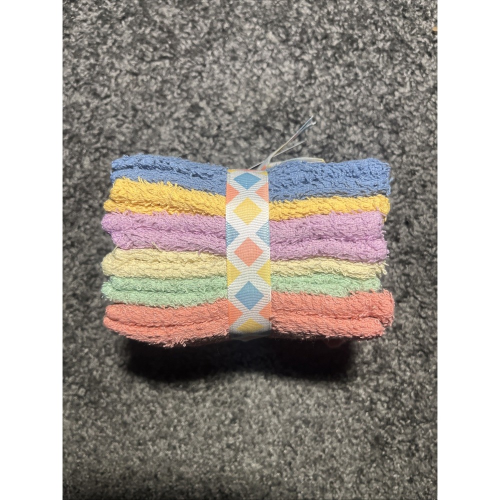 Golden‎ 100% Cotten Wash Cloth Set Of  12. 6 Colors In Set , Ribbon Wrapped - Picture 5 of 7